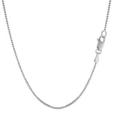 10k White Solid Gold Mirror Box Chain Necklace, 1.0mm fine designer jewelry for men and women